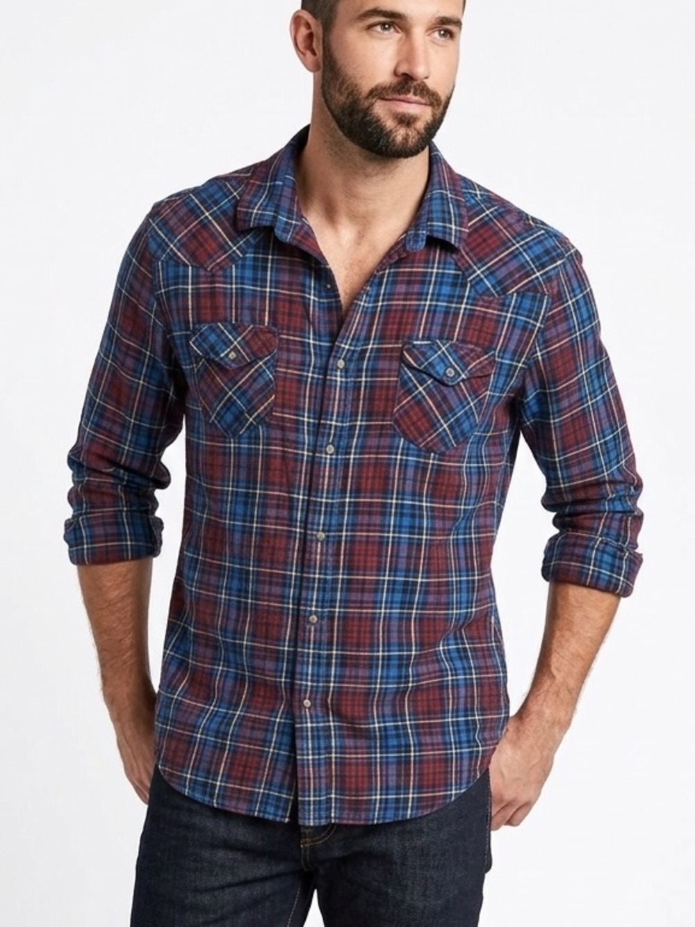 DIESEL Men’s Plaid Button Down Snap Shirt Rockabilly Western Size XXL *FLAW*